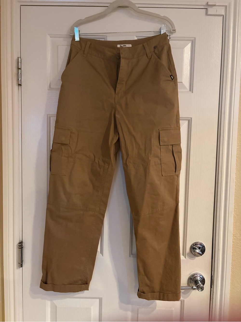 Vans Men's Tan Cargo Pants with Multiple Pockets
